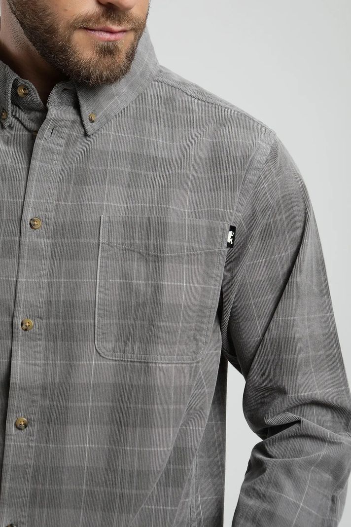 Camisa manga larga Corduroy Yarn gris  -1