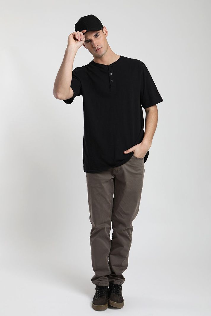 Polera manga corta hombre Mao negro  -3