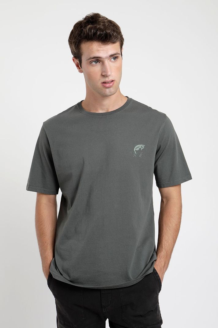 Polera manga corta hombre Pesca verde -0