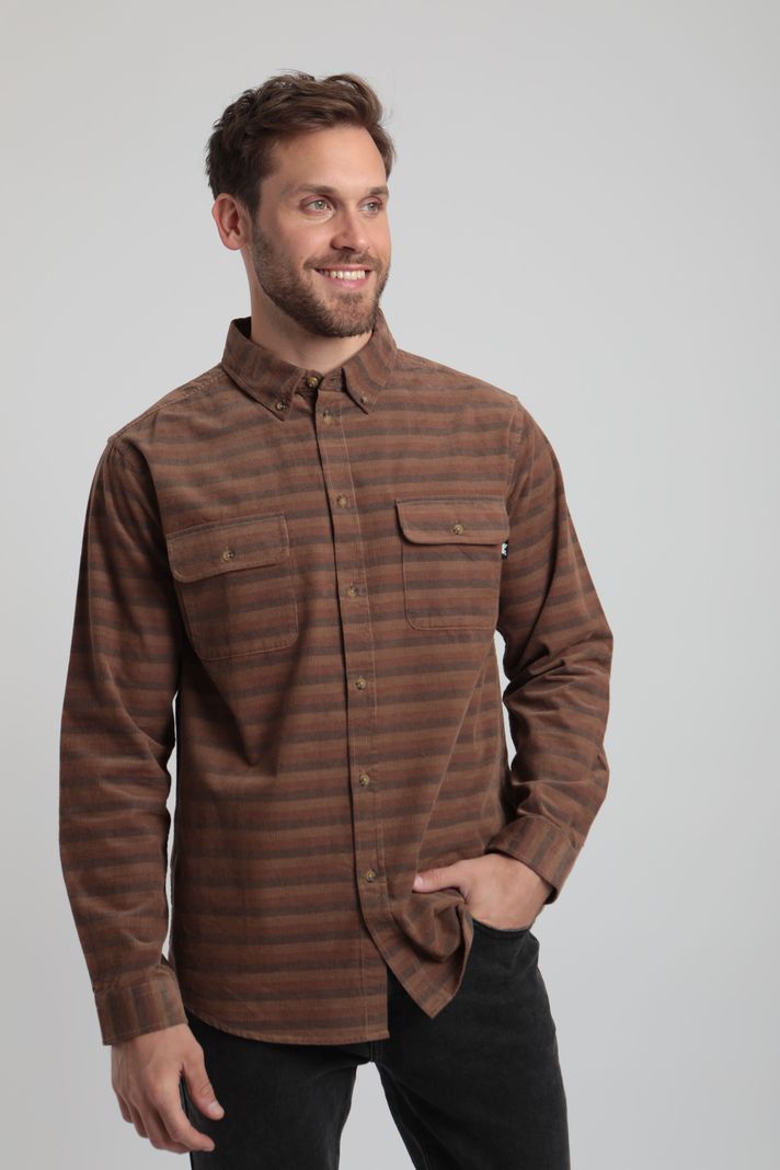 Camisa manga larga hombre Corduroy camel- -0