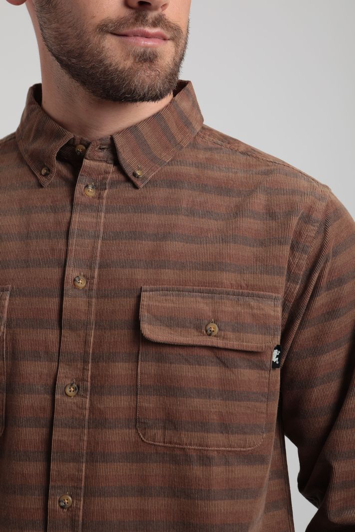 Camisa manga larga hombre Corduroy camel- -2