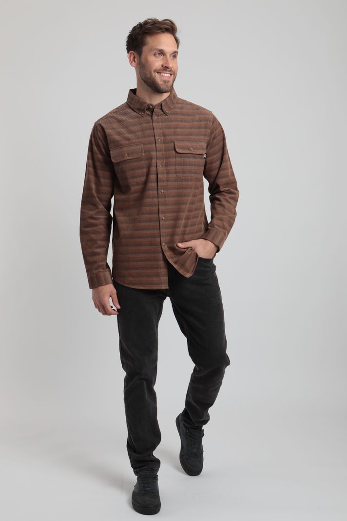 Camisa manga larga hombre Corduroy camel- -3