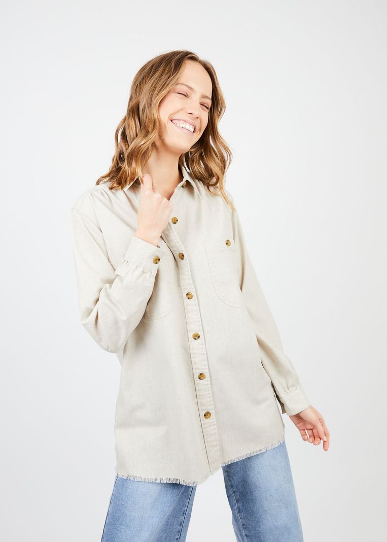 Blusa manga larga Aurora beige -0