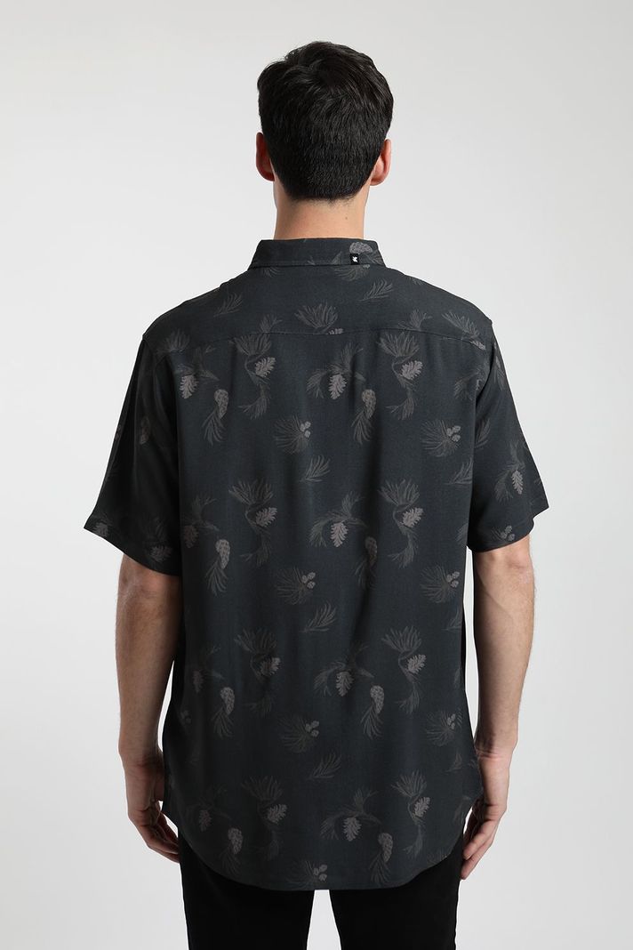 Camisa manga corta Viscosa Piñas negro -1
