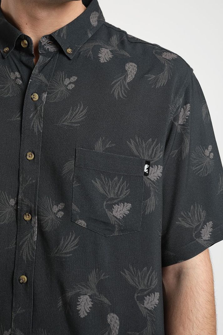 Camisa manga corta Viscosa Piñas negro -2