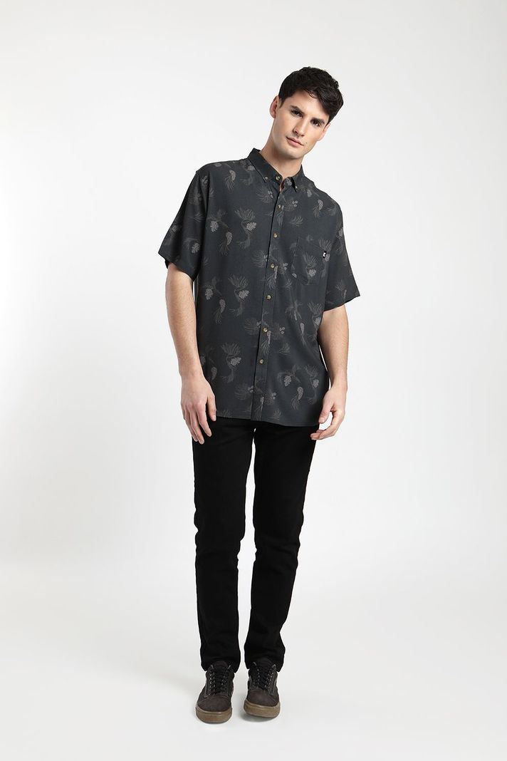 Camisa manga corta Viscosa Piñas negro -3