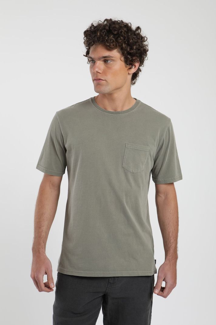 Polera hombre manga corta Plain verde Algodon organico Froens XS