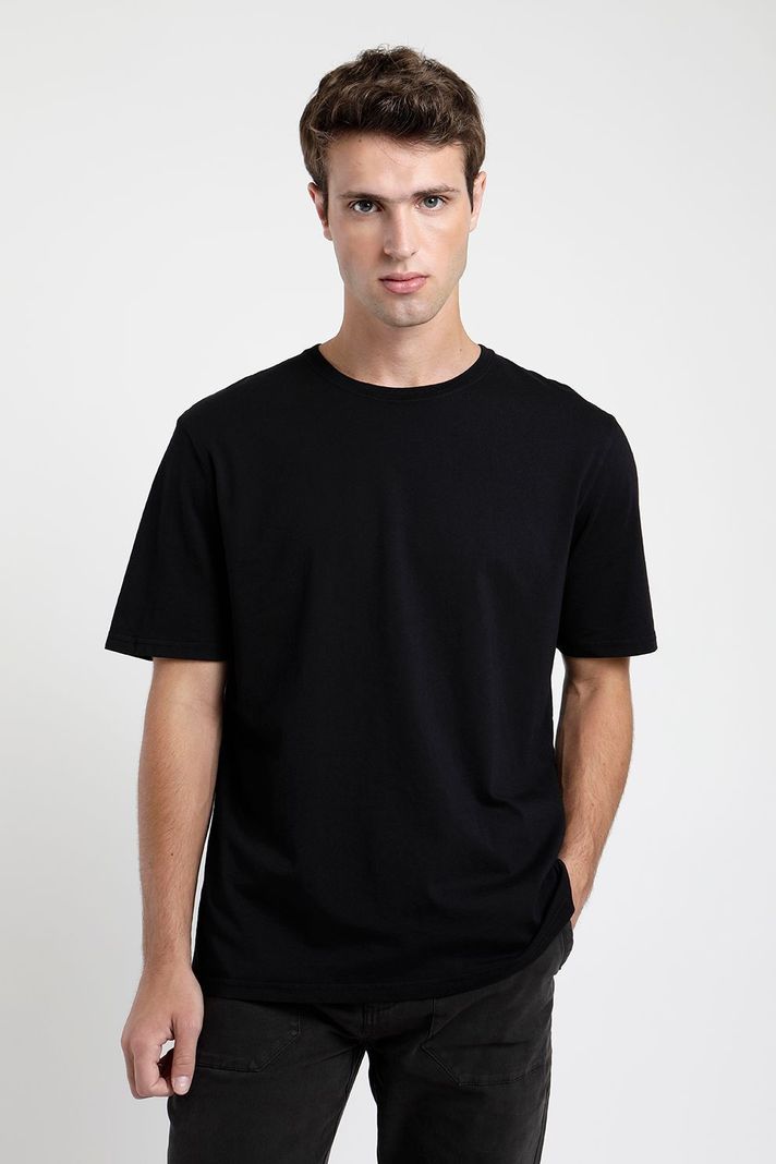 Polera manga corta hombre Plain negro -0