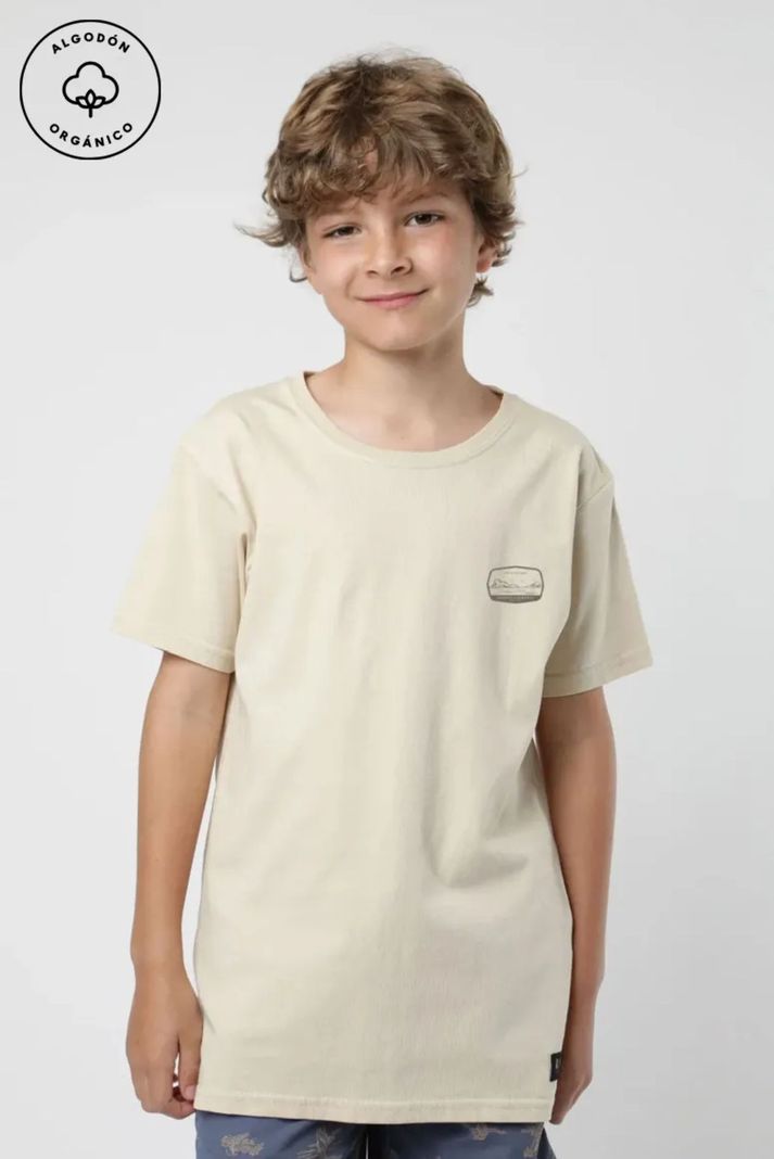 Polera manga corta kids playa beige  -0