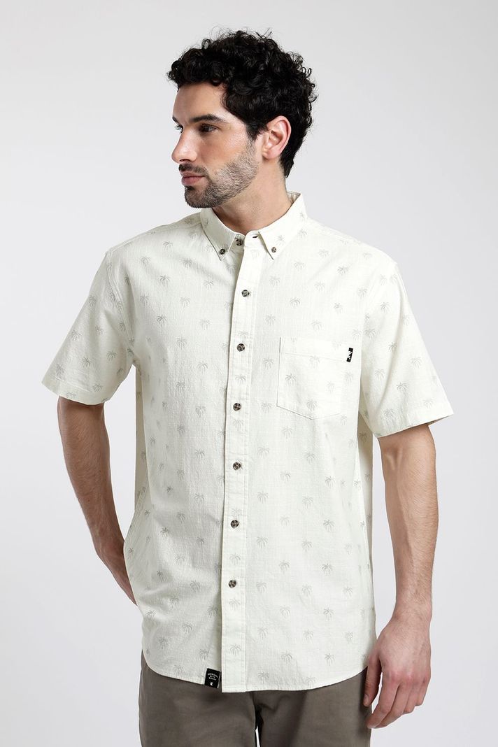 Camisa Manga Corta Hombre Palmeras -0
