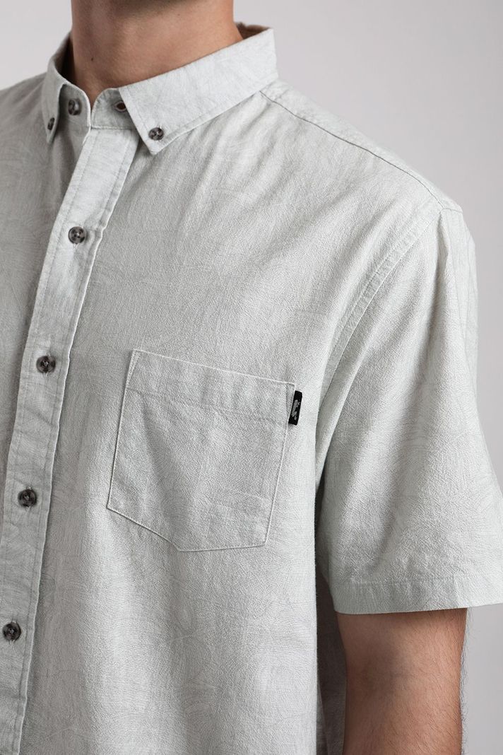 Camisa manga corta Texture Hojas gris -2