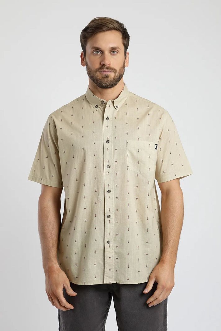 Camisa manga corta Ikat tierra  -0