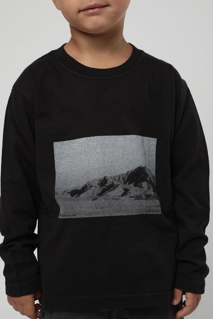 Polera manga larga kids foto negro  -1