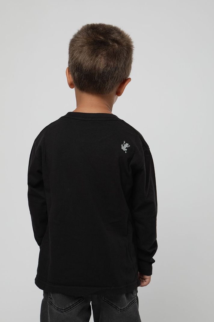 Polera manga larga kids foto negro  -2