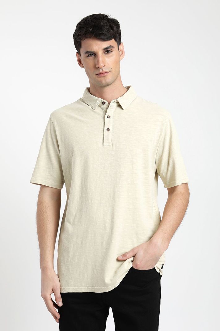 Polera manga corta hombre DT beige -0