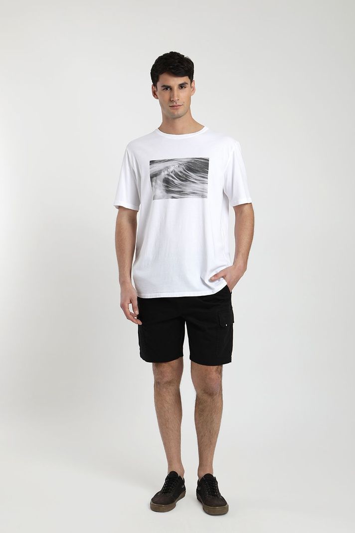 Polera manga corta hombre Foto océano blanco -3
