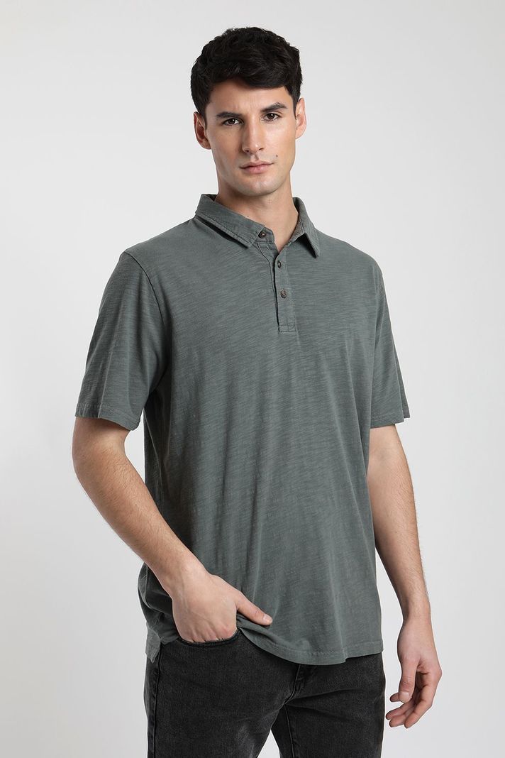 Polera manga corta hombre DT verde  -0