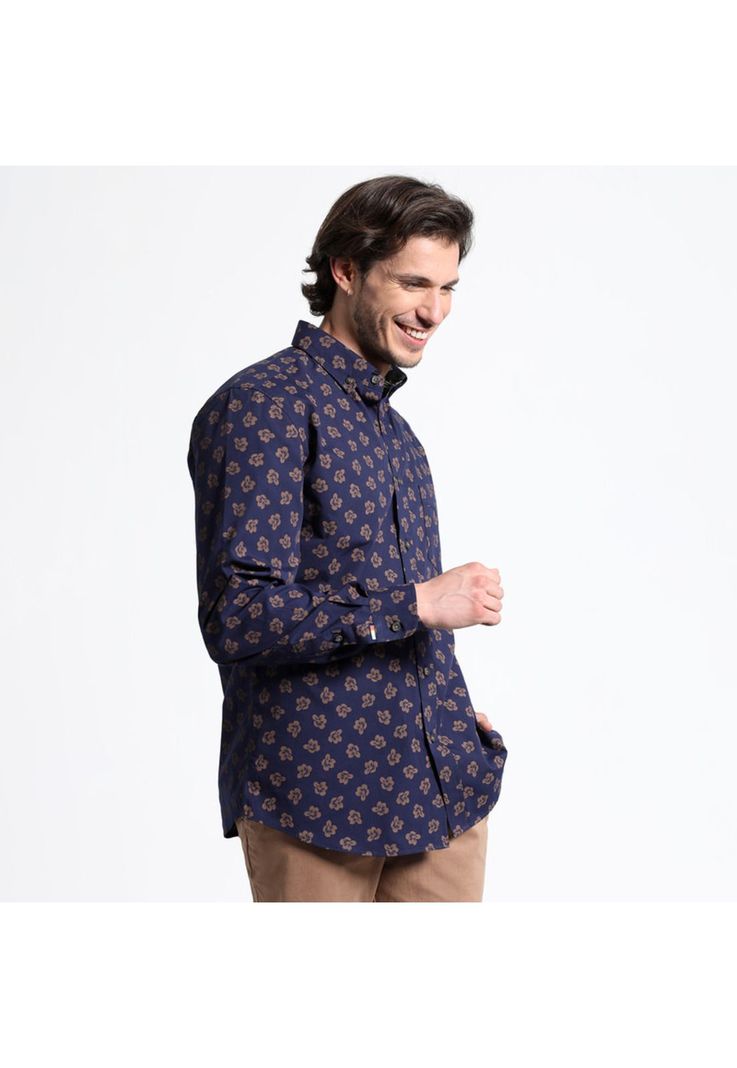 Camisa Manga Larga Estampada Microprint-1