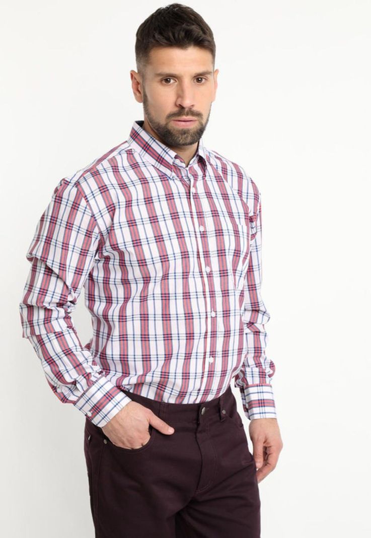 Camisa Fantasia Premium Manga Larga Boton Cuello Gris Melange-1