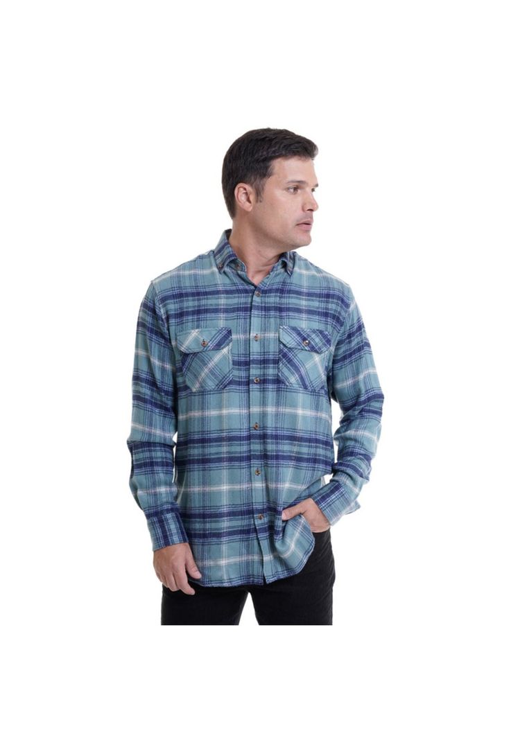 Camisa Leñadora Celeste-0