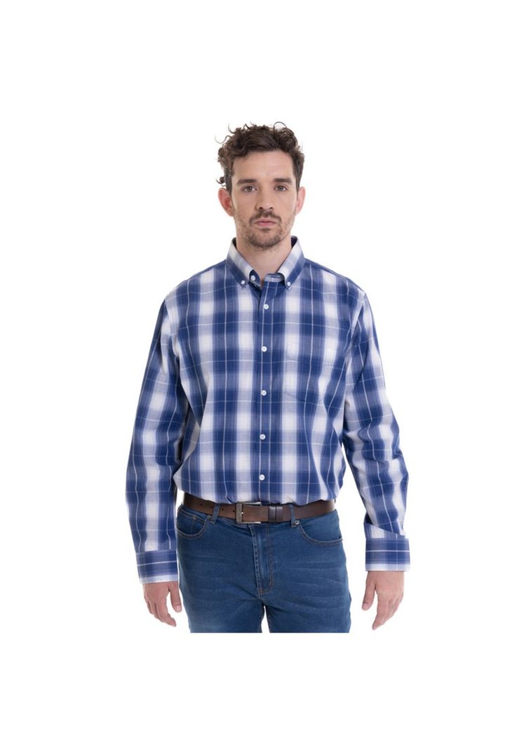 Camisa Trevira Cuadros  Azul-0