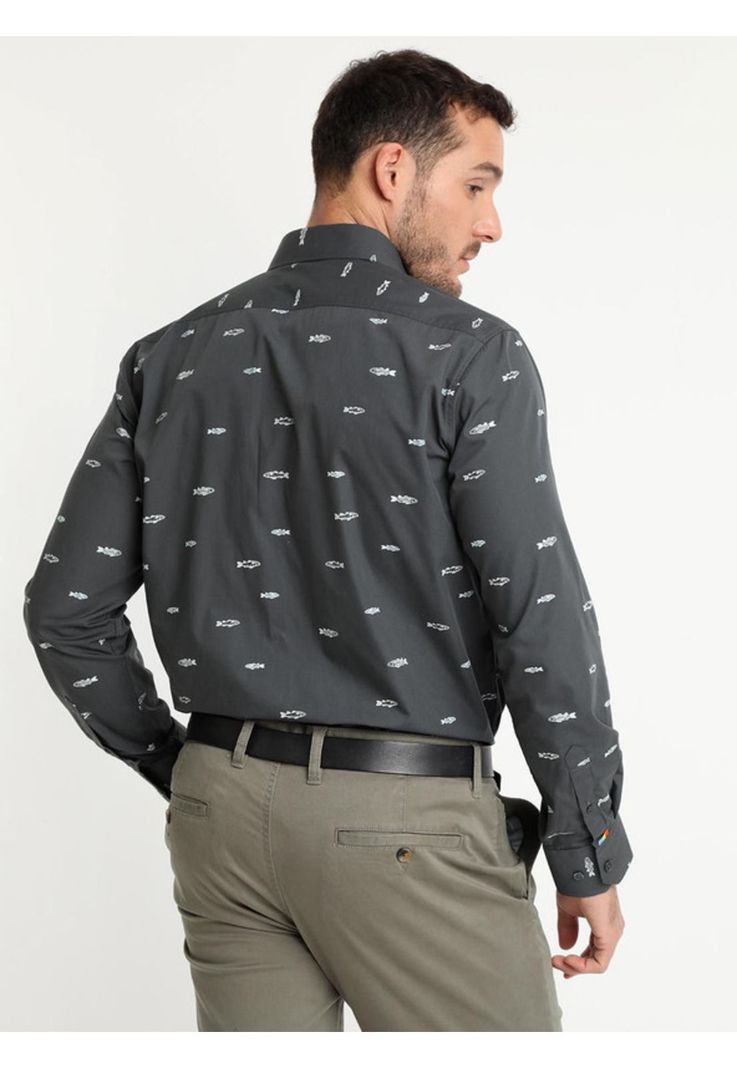 Camisa Trevira Estampada Azul Marino-2