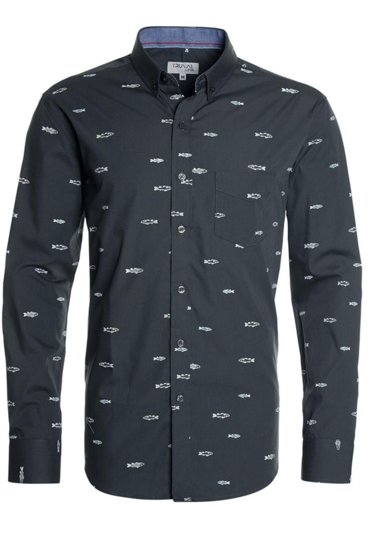 Camisa Trevira Estampada Azul Marino-3