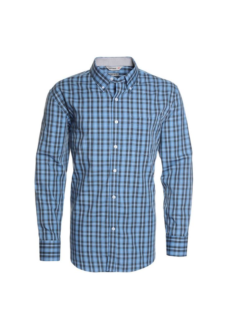 Camisa Fantasia Premium Manga Larga Boton Cuello Celeste-3