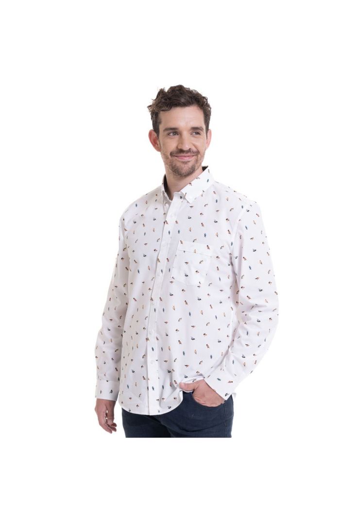 Camisa Estampada Microprint Blanco-0