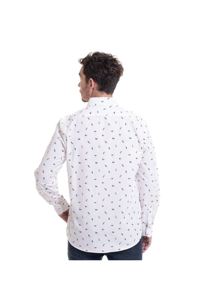 Camisa Estampada Microprint Blanco-1
