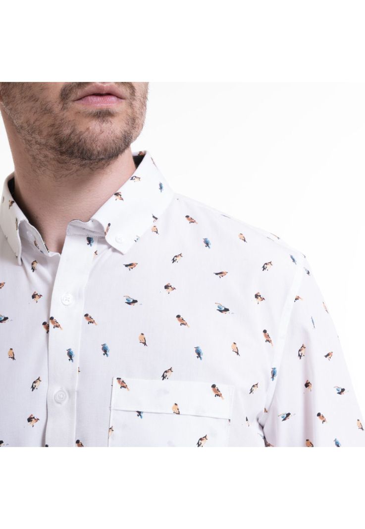 Camisa Estampada Microprint Blanco-3