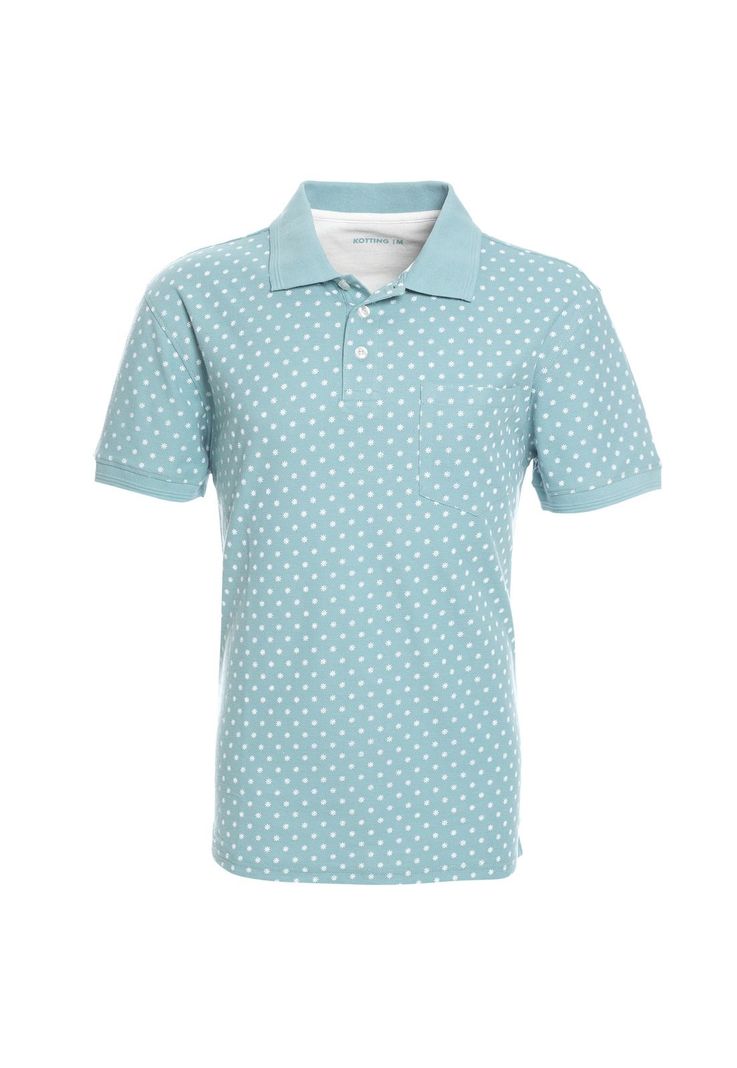 Polera Manga Corta Piqué Estampada Azul-3