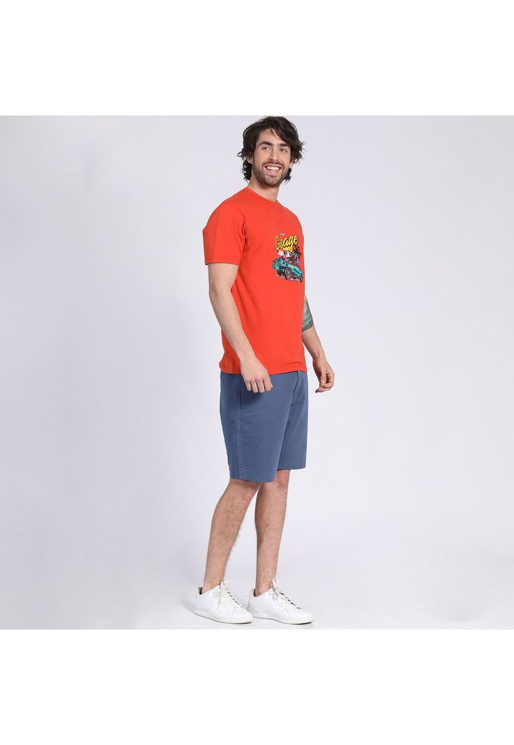 Polera Manga Corta Jersey Estampada Cuello Redondo Rojo-0