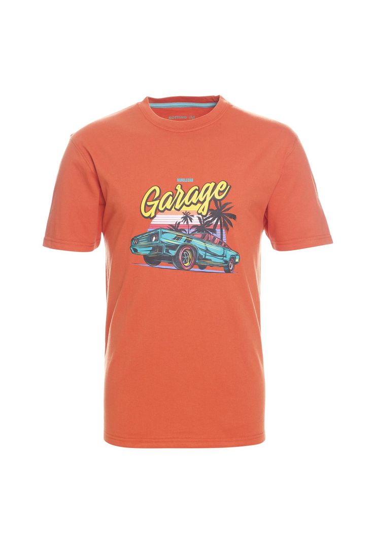 Polera Manga Corta Jersey Estampada Cuello Redondo Rojo-3