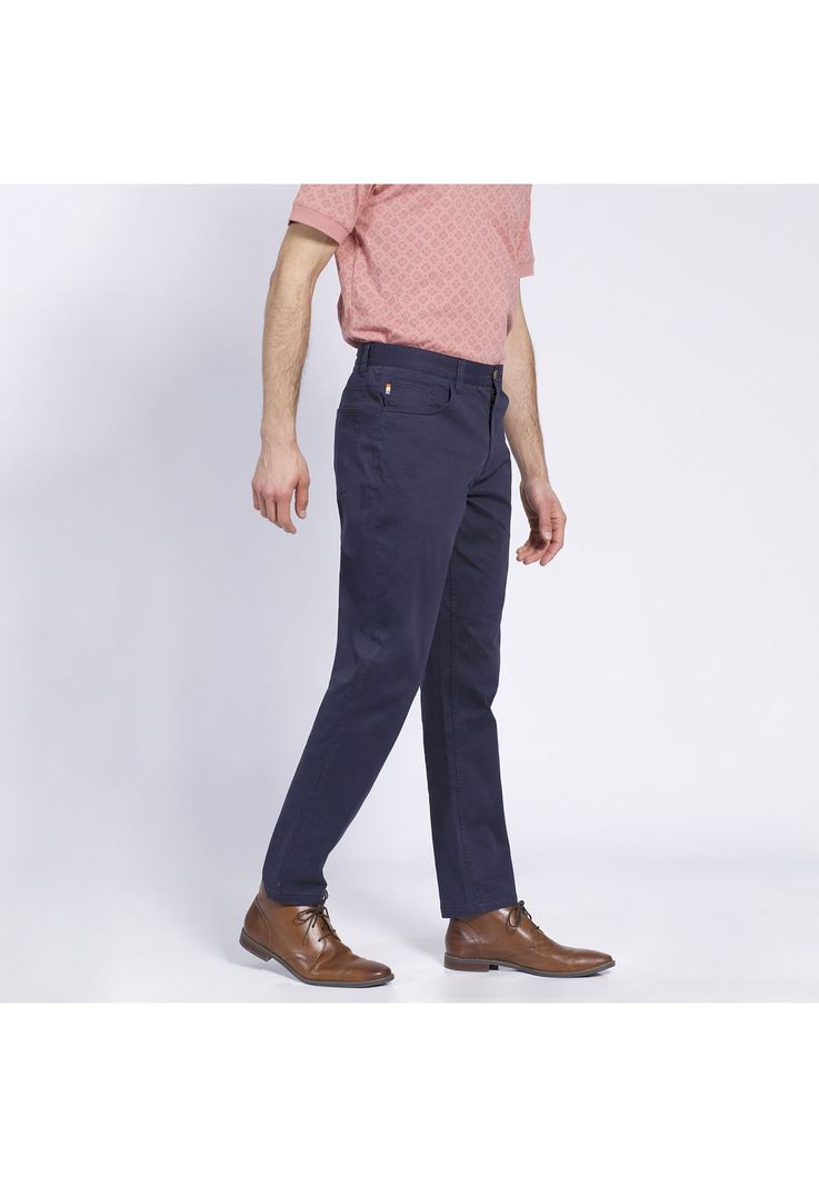 Pantalón Hombre 5 Bolsillos Slim Fit Spandex Azul marino-1
