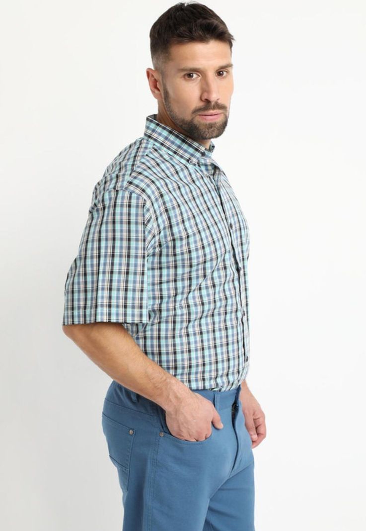 Camisa Fantasia Premium Manga Corta Boton Cuello Azul Marino-0