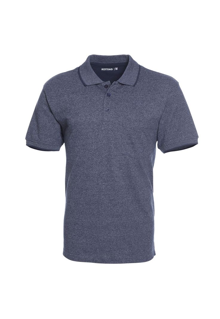 Polera Manga Corta Piqué Melange Azul marino-0