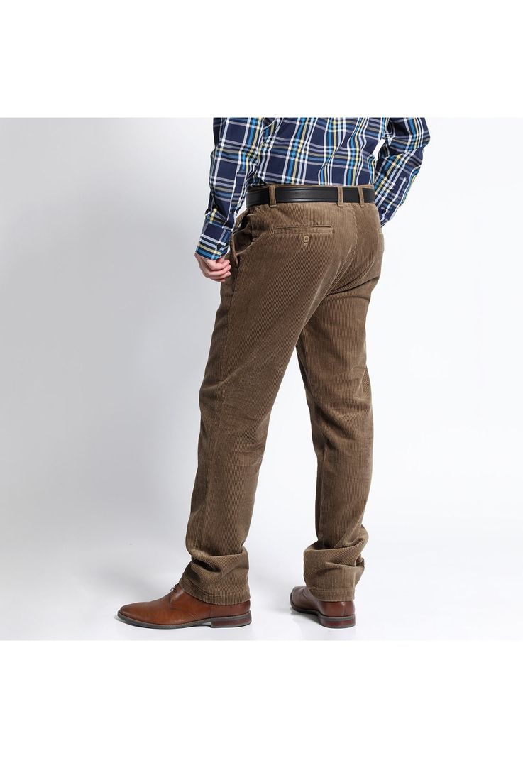 Pantalón Cotelé Con Pinzas Beige Oscuro-1