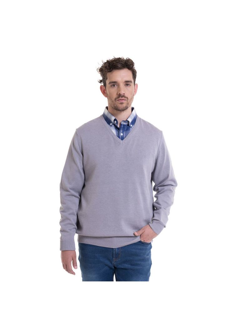 Sweater Cuello V Melange medio-0