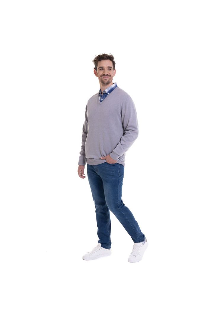 Sweater Cuello V Melange medio-2