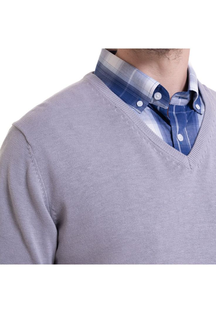Sweater Cuello V Melange medio-3