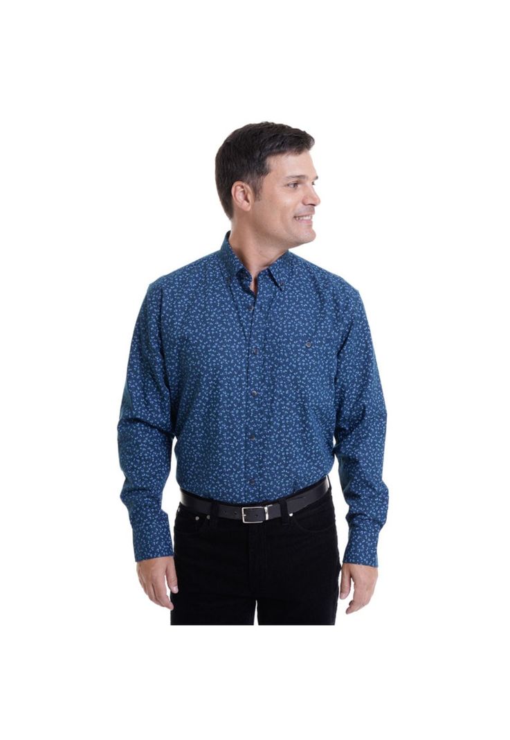 Camisa Villela Estampada Turquesa-0