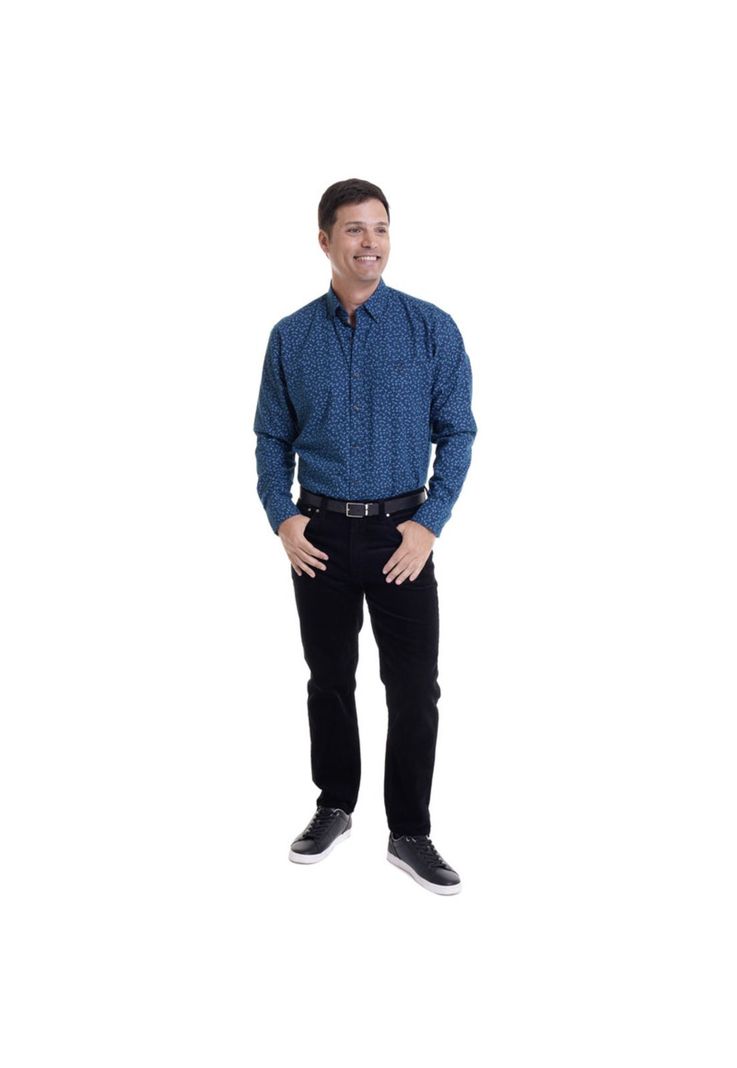 Camisa Villela Estampada Turquesa-2