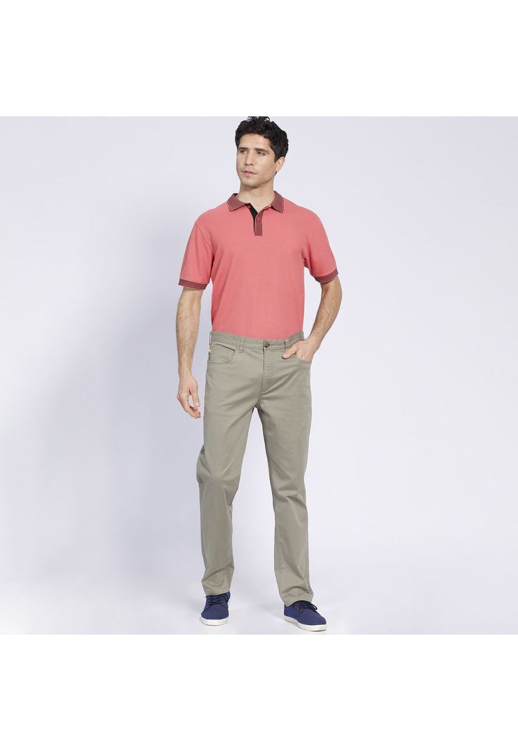 Pantalón Hombre 5 Bolsillos Slim Fit Spandex Oliva claro-0