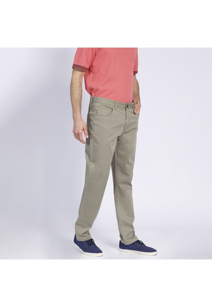 Pantalón Hombre 5 Bolsillos Slim Fit Spandex Oliva claro-1