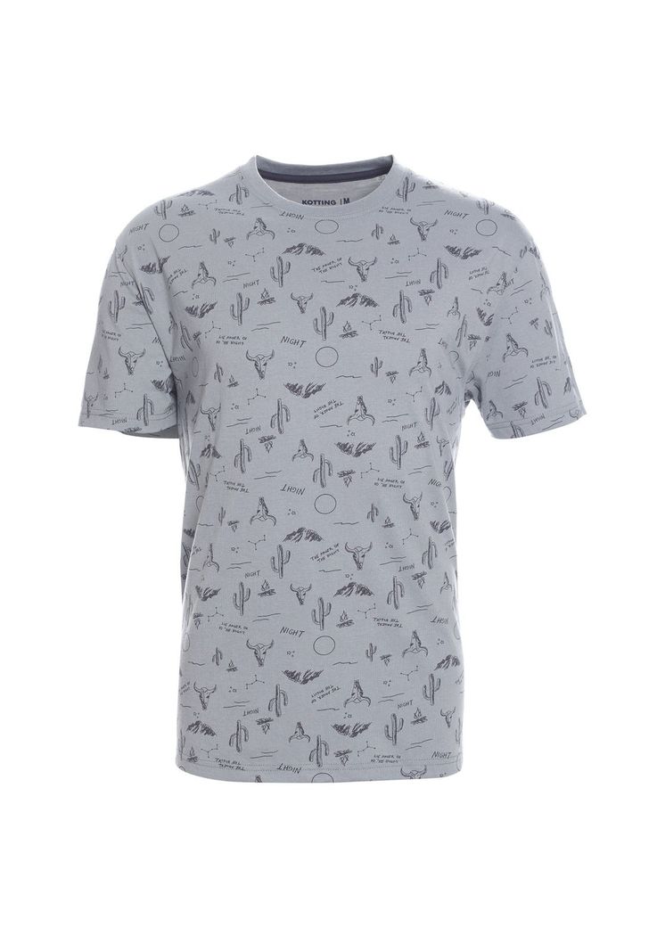 Polera Manga Corta Jersey Print Gris-0