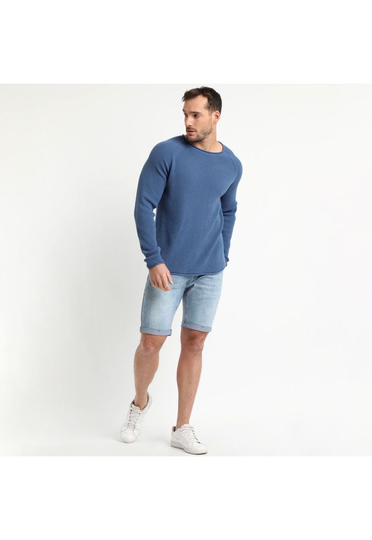 Sweater Cuello Redondo Azul piedra -0