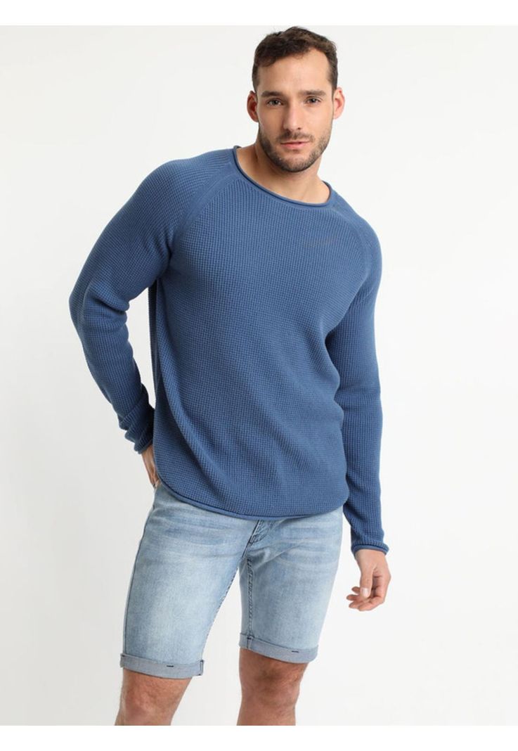Sweater Cuello Redondo Azul piedra -1