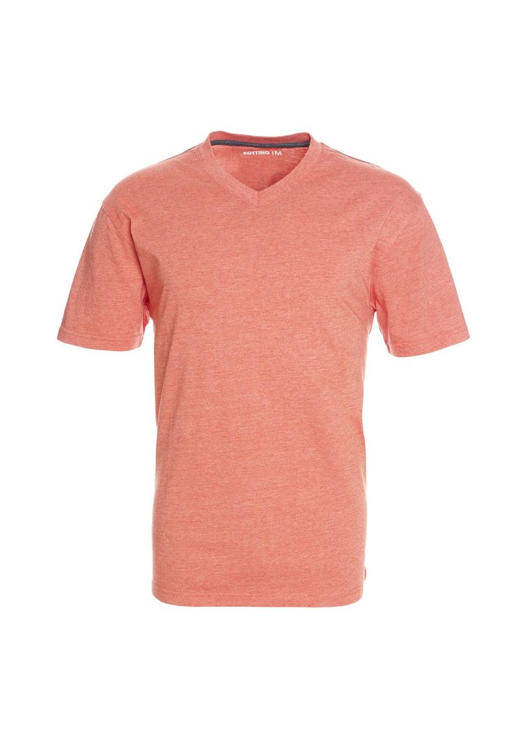 Polera Manga Corta Jersey Melange Cuello V Naranja-0