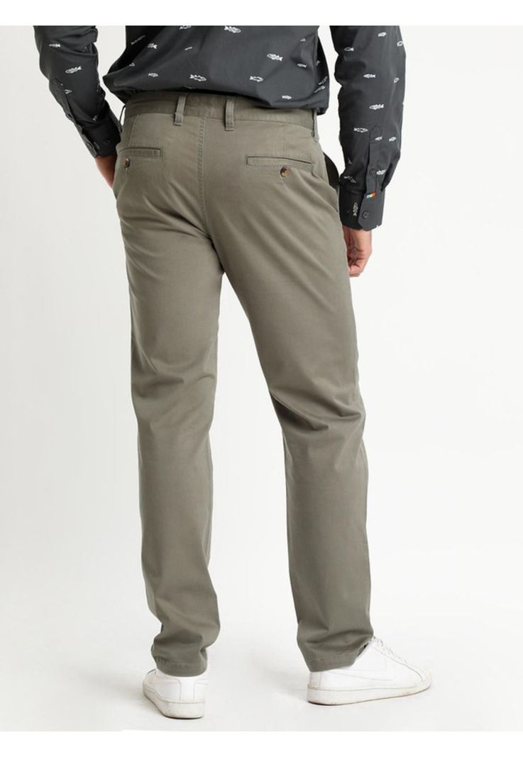 Pantalón Frente Plano Slim Fit Khaki Oscuro-2